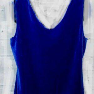 Charter Club Women's Tank Top Modern Blue Velvet V-Neck Sleeveless Blouse